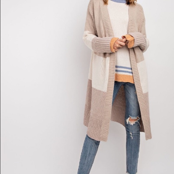 Chenille Boyfriend Longline Colorblock Cardigan - Picture 2 of 7